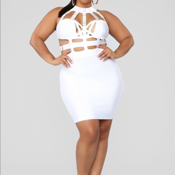fashion nova white bandage dress